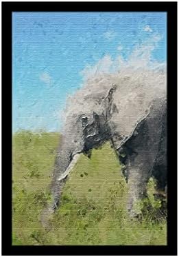 Ritwikas אמנות קיר מופשטת של פיל מכוון דיגיטלית ביער | ציור עם מסגרת לעיצוב בית ומשרדים | ציור דיגיטלי רב צבעוני